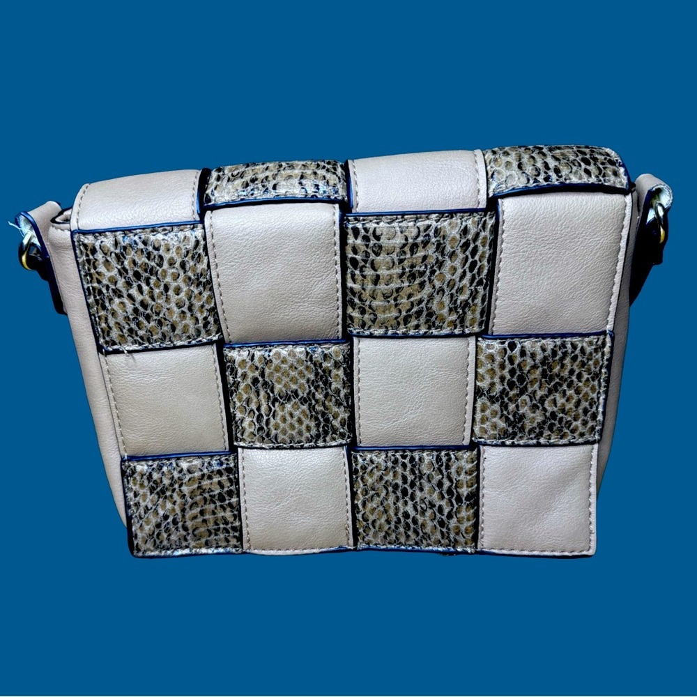 ALFANI woven flap faux-leather women's
crossbody bag purse - CAMEL/SNAKE/BROWN